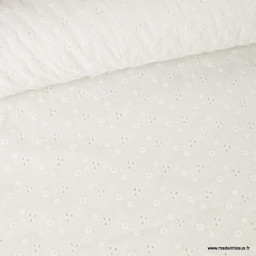 Tissu broderie anglaise coton blanc - Yvette