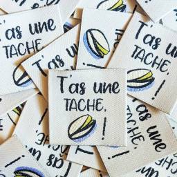 Lot de 6 étiquettes tissées - T´as une tache Pistache