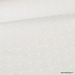 Tissu broderie anglaise coton blanc - Berenice