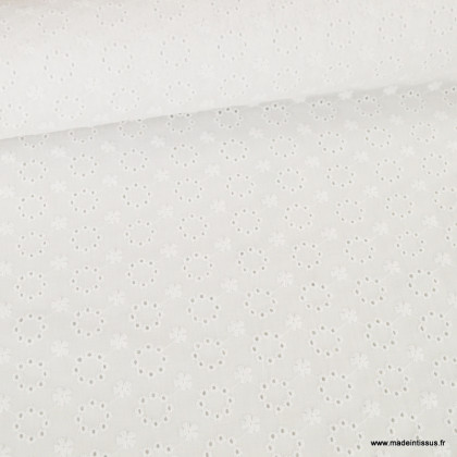 Tissu broderie anglaise coton blanc - Berenice
