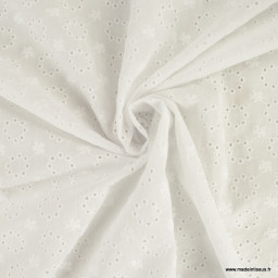 Tissu broderie anglaise coton blanc - Berenice