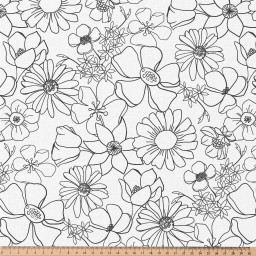 Tissu à colorier Lycolia motifs fleurs - Oeko tex