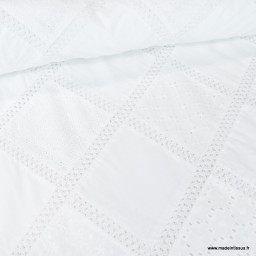 Tissu broderie anglaise coton blanc - Mauricette