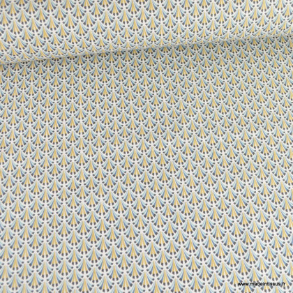 Tissu coton Kolius motif écailles coloris Bleu et blanc - oeko tex