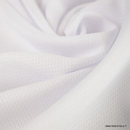 Tissu maille micro ajouré pour t-shirt de sport - Blanc