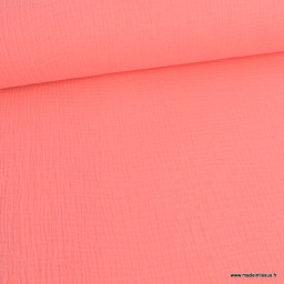 Tissu Double gaze coton Coloris Corail - oeko tex