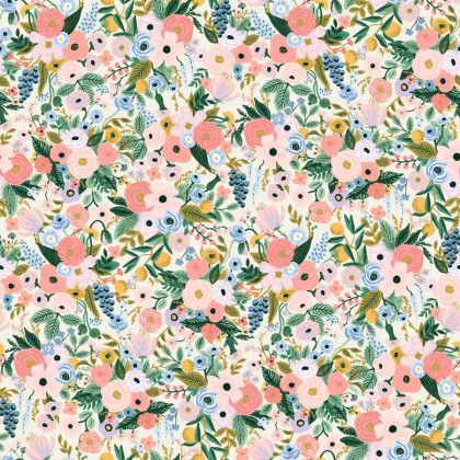 Tissu Rifle Paper en viscose - motif fleurs fond vert menthe - collection Orchard