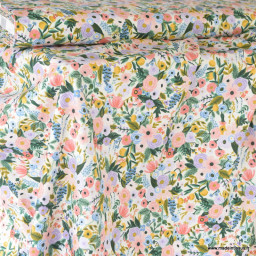 Tissu Rifle Paper Orchard motif fleurs fond Ecru - Collection Garden Party