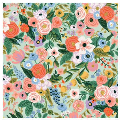 Tissu Rifle Paper Orchard motif fleurs grand motif fond vert menthe - Collection Garden Party