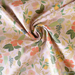 Tissu Rifle Paper Orchard motif petites fleurs Blush métallisé - Collection Garden Party