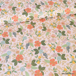 Tissu Rifle Paper Orchard motif petites fleurs Blush métallisé - Collection Garden Party