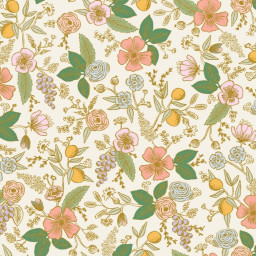 Tissu Rifle Paper Orchard motif petites fleurs métallisées fond écru - Collection Garden Party