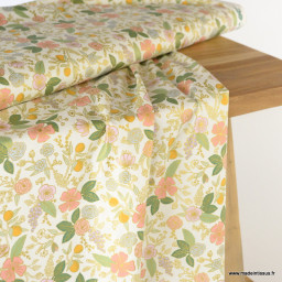 Tissu Rifle Paper Orchard motif petites fleurs métallisées fond écru - Collection Garden Party