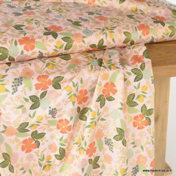 Tissu Rifle Paper Orchard motif petites fleurs Blush métallisé - Collection Garden Party