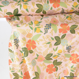 Tissu Rifle Paper Orchard motif petites fleurs Blush métallisé - Collection Garden Party