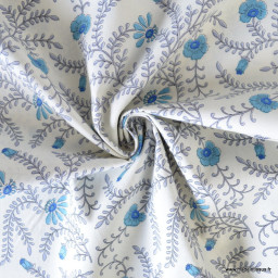 Tissu Kokka motif fleurs bleues - collection Botanical Flower