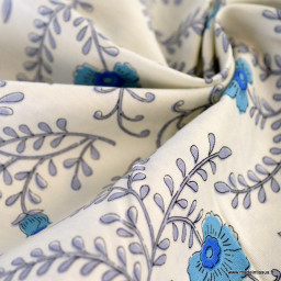 Tissu Kokka motif fleurs bleues - collection Botanical Flower