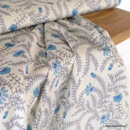 Tissu Kokka motif fleurs bleues - collection Botanical Flower