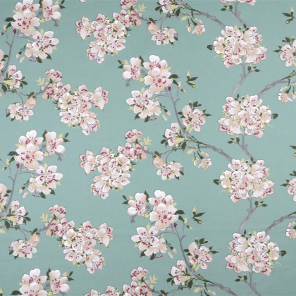 Tissu coton enduit Prunus motif fleurs de cerisier
