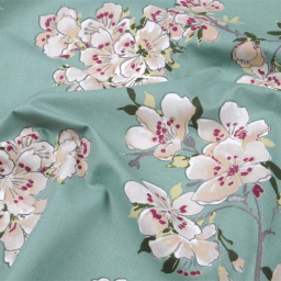 Tissu coton enduit Prunus motif fleurs de cerisier