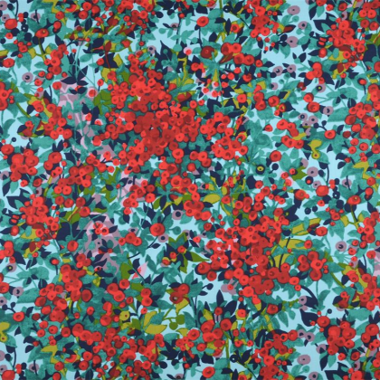 Tissu coton enduit Capucine motif fleurs rouges