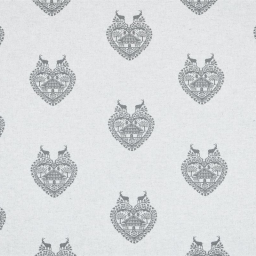 Tissu toile Ruan motif coeurs, chalets et bouquetins - Gris