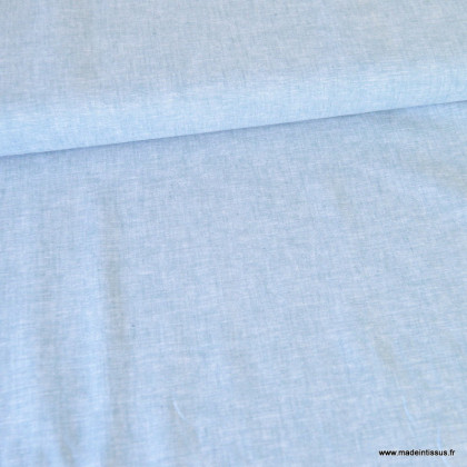 Tissu chambray Lin Coton coloris bleu ciel