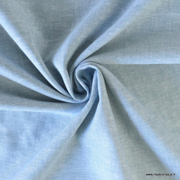 Tissu chambray Lin Coton coloris bleu ciel