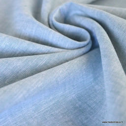 Tissu chambray Lin Coton coloris bleu ciel