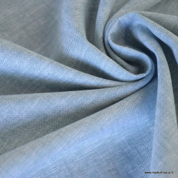 Tissu chambray Lin Coton coloris bleu ciel