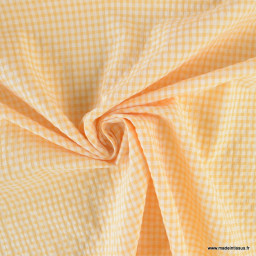 Tissu seersucker Vichy jaune et blanc - oeko tex