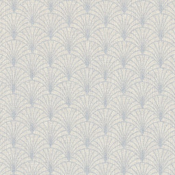 Tissu toile aspect lin motifs éventails Lurex Argent fond naturel - Oeko tex