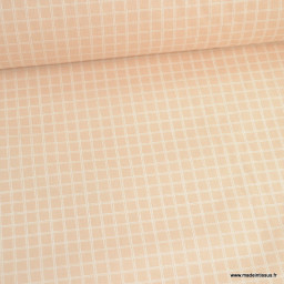 1 coupon de 102 cm  Tissu coton Jules à carreaux coloris skin - oeko tex