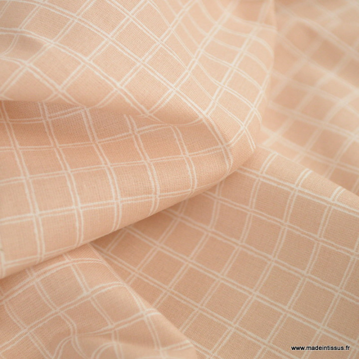 Tissu coton Jules à carreaux coloris skin - oeko tex