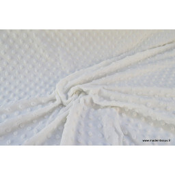 Tissu minky blanc pois x50cm