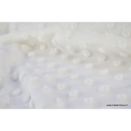 Tissu minky blanc pois x50cm