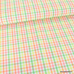 Tissu seersucker Vichy Neon fluo