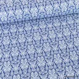 Double gaze graphique bleu indigo - oeko tex