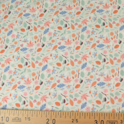 1 coupon de 47 cm  Tissu popeline motif feuilles et fleurs "leaves stamp" - Katia Fabrics - oeko tex