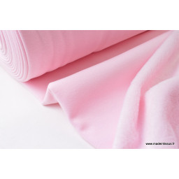 Tissu Sweat envers doudou rose