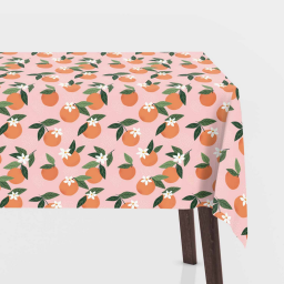 Toile cirée motif clementines fond rose