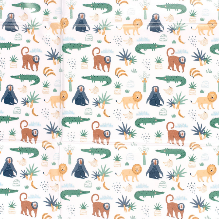 Toile cirée motif animaux de la jungle fond Blanc