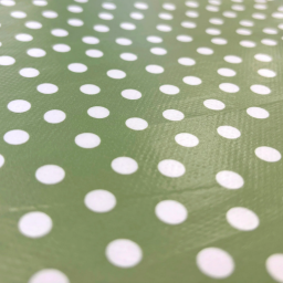 Toile cirée motif pois blancs fond vert