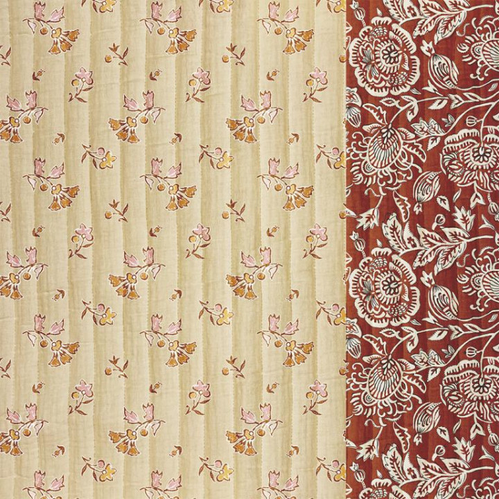 Tissu Matelassé indien Vertical Mehar et Udaipur - Marron et rose - oeko tex