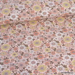 Tissu jersey Monique motifs fleurs fond rose - Oeko tex