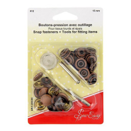 Bouton pression Anorak spécial tissus Epais - bronze - 15 mm x8 - avec jeu de pose