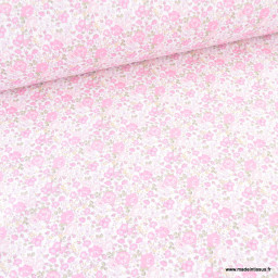 Popeline Bio Liber motif petites fleurs roses - oeko tex