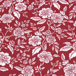 Tissu cretonne coton Bonaugure motifs fleurs fond rouge - oeko tex