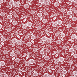 Tissu cretonne coton Bonaugure motifs fleurs fond rouge - oeko tex