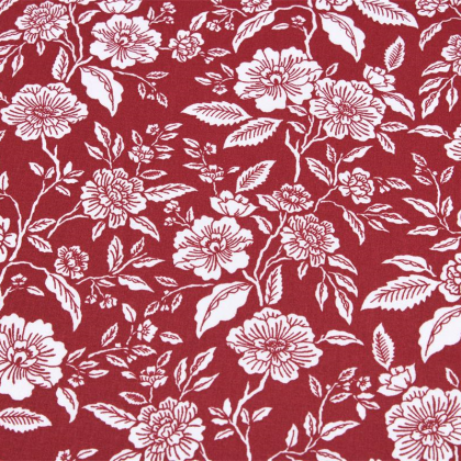 Tissu coton Enduit Bonaugure motif fleurs fond rouge